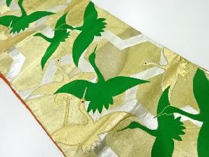 アンティーク　毘沙門亀甲に群鶴模様織出し袋帯（材料）